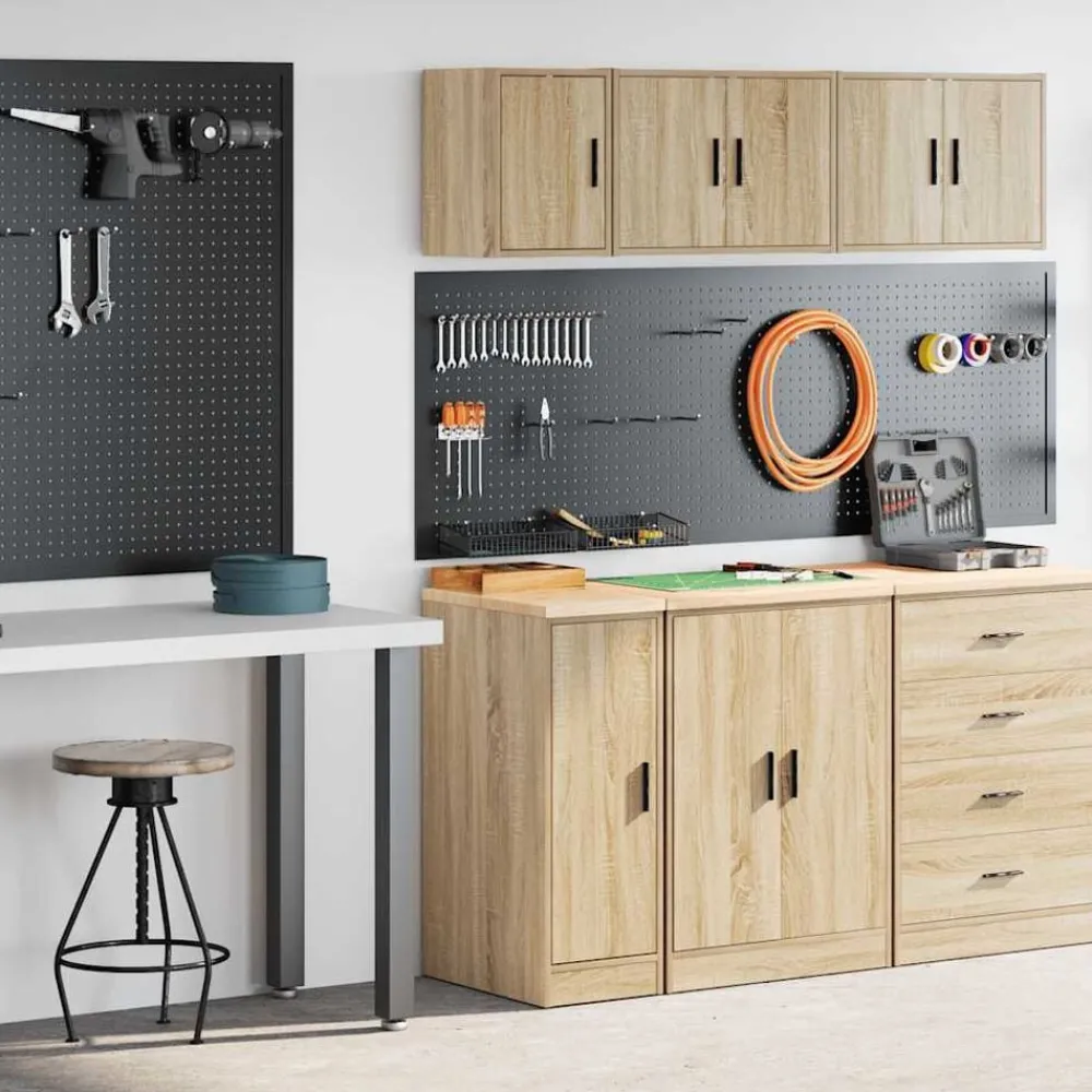 Stockage Industriel-vidaXL Armoires de garage 2 pcs chêne sonoma bois d'ingénierie Chêne sonoma