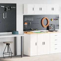 vidaXL Armoires de garage 2 pcs bois d'ingénierie