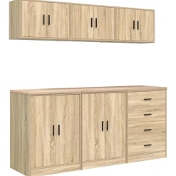 Stockage Industriel-vidaXL Armoires de garage 6 pcs chêne sonoma bois d'ingénierie Chêne sonoma