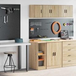 Stockage Industriel-vidaXL Armoires de garage 2 pcs chêne sonoma bois d'ingénierie Ch&ecirc;ne sonoma