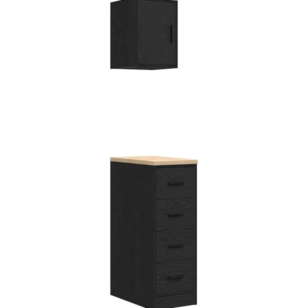 Stockage Industriel-vidaXL Armoires de garage 2 pcs bois d'ingénierie Noir