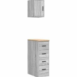 Stockage Industriel-vidaXL Armoires de garage 2 pcs bois d'ingénierie Sonoma gris