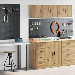 Stockage Industriel-vidaXL Armoires garage 2 pcs chêne artisanal bois d'ingénierie artisian oak
