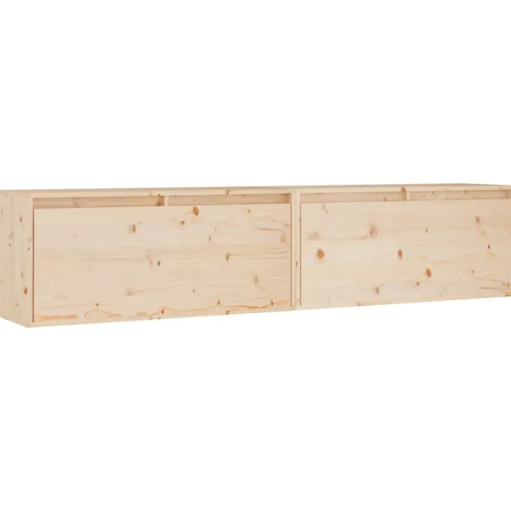 Étagères-vidaXL Armoires murales 2 pcs 80x30x35 cm Bois de pin massif Marron