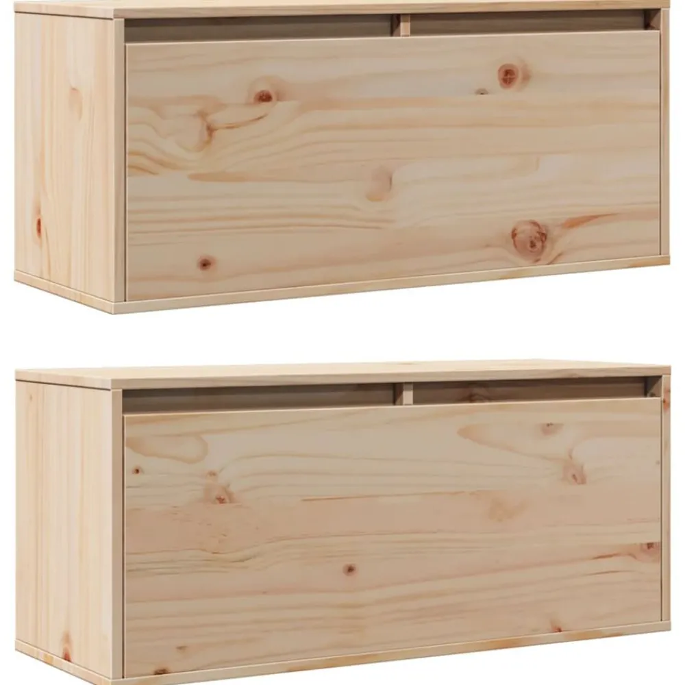 Étagères-vidaXL Armoires murales 2 pcs 80x30x35 cm Bois de pin massif Marron