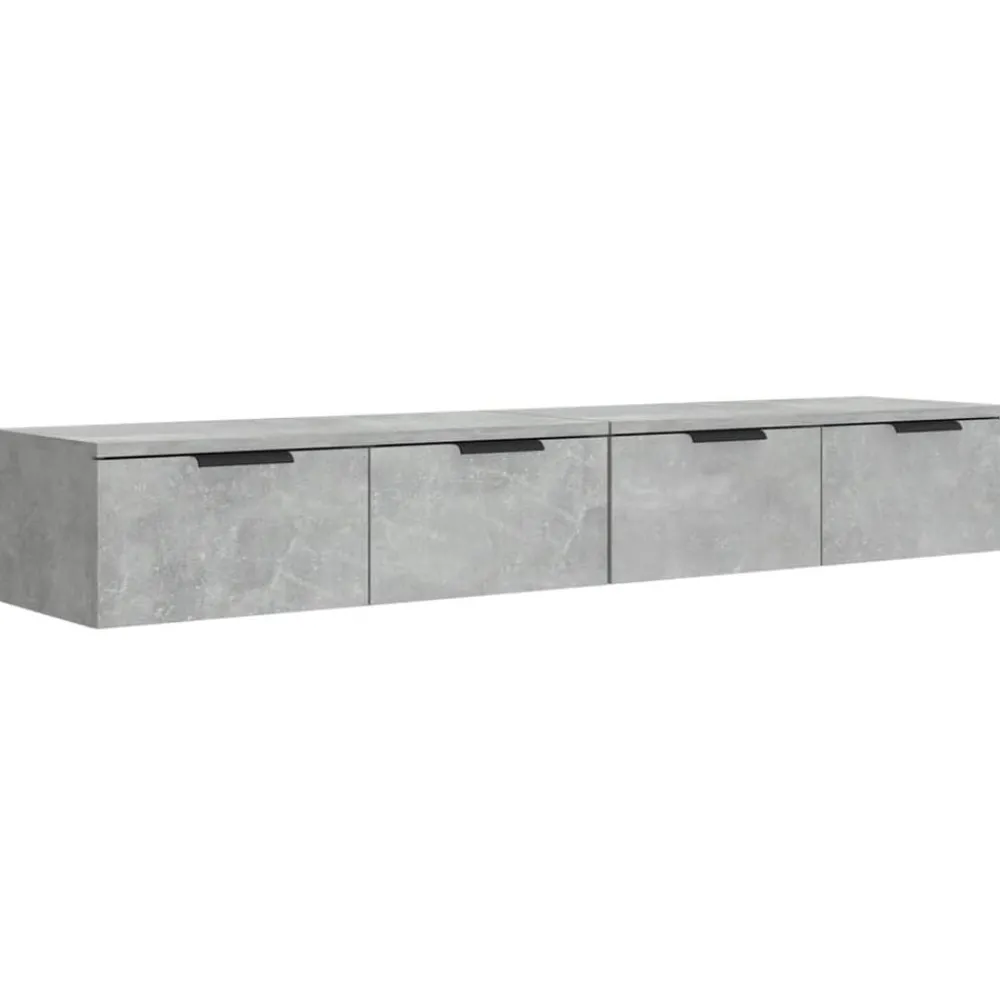 Étagères-vidaXL Armoires murales 2 pcs 68x30x20 cm Bois d'ingénierie Gris béton
