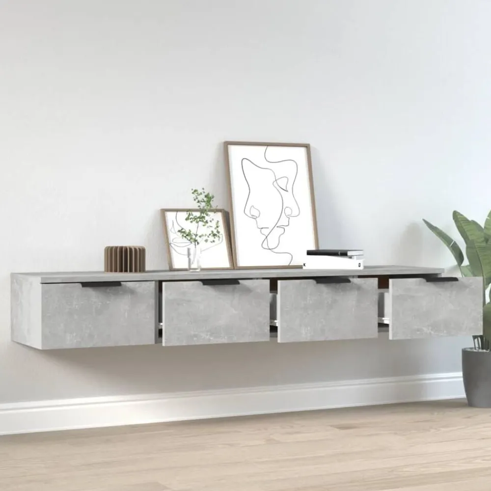 Étagères-vidaXL Armoires murales 2 pcs 68x30x20 cm Bois d'ingénierie Gris béton