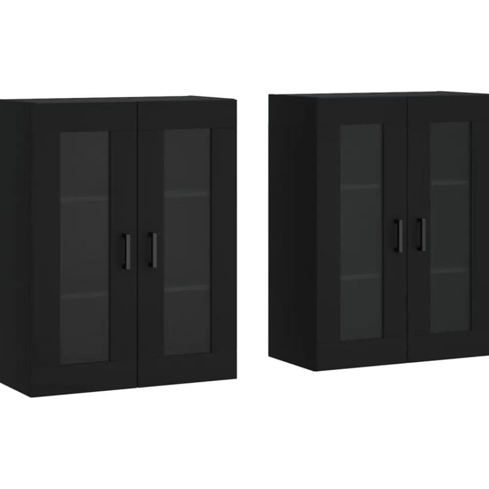 Armoires & Meubles De Rangement-vidaXL Armoires murales 2 pcs bois d'ingénierie Noir