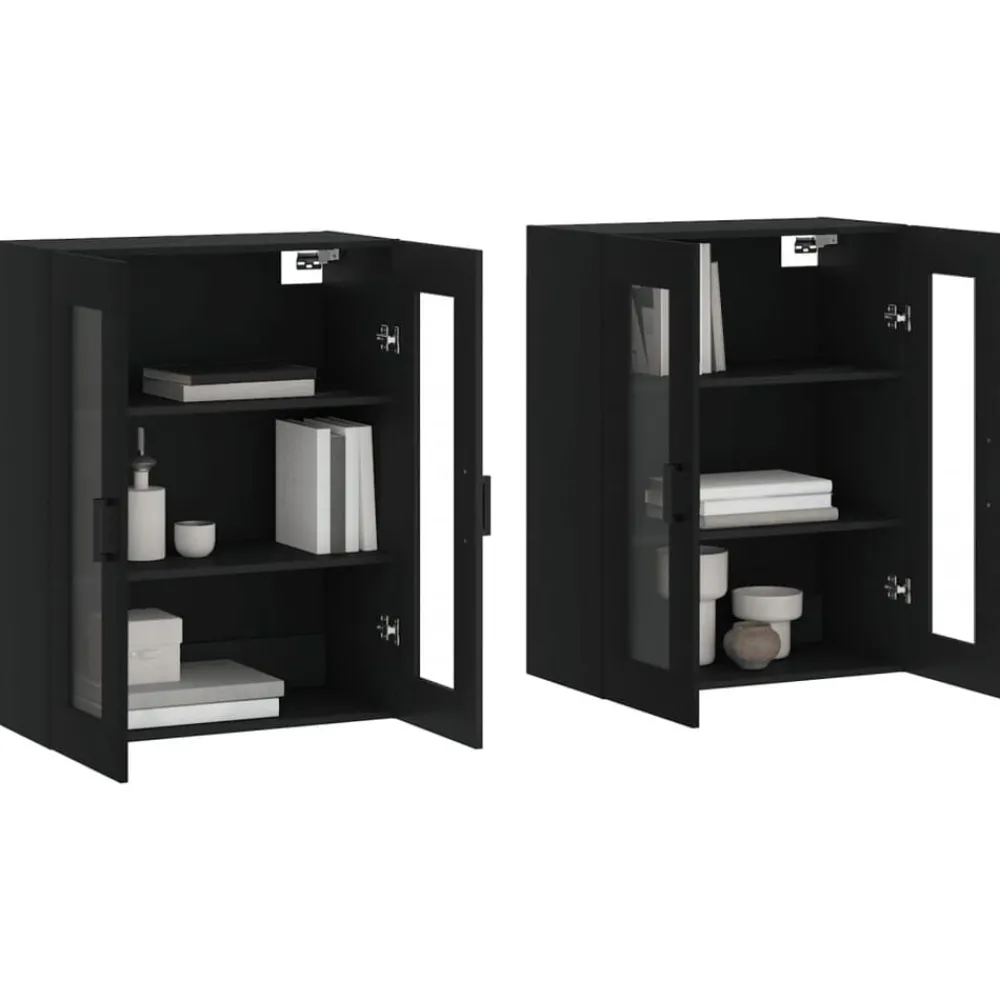 Armoires & Meubles De Rangement-vidaXL Armoires murales 2 pcs bois d'ingénierie Noir