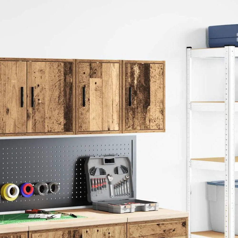 Stockage Industriel-vidaXL Armoires murales de garage 2 pcs bois d'ingénierie Vieux bois