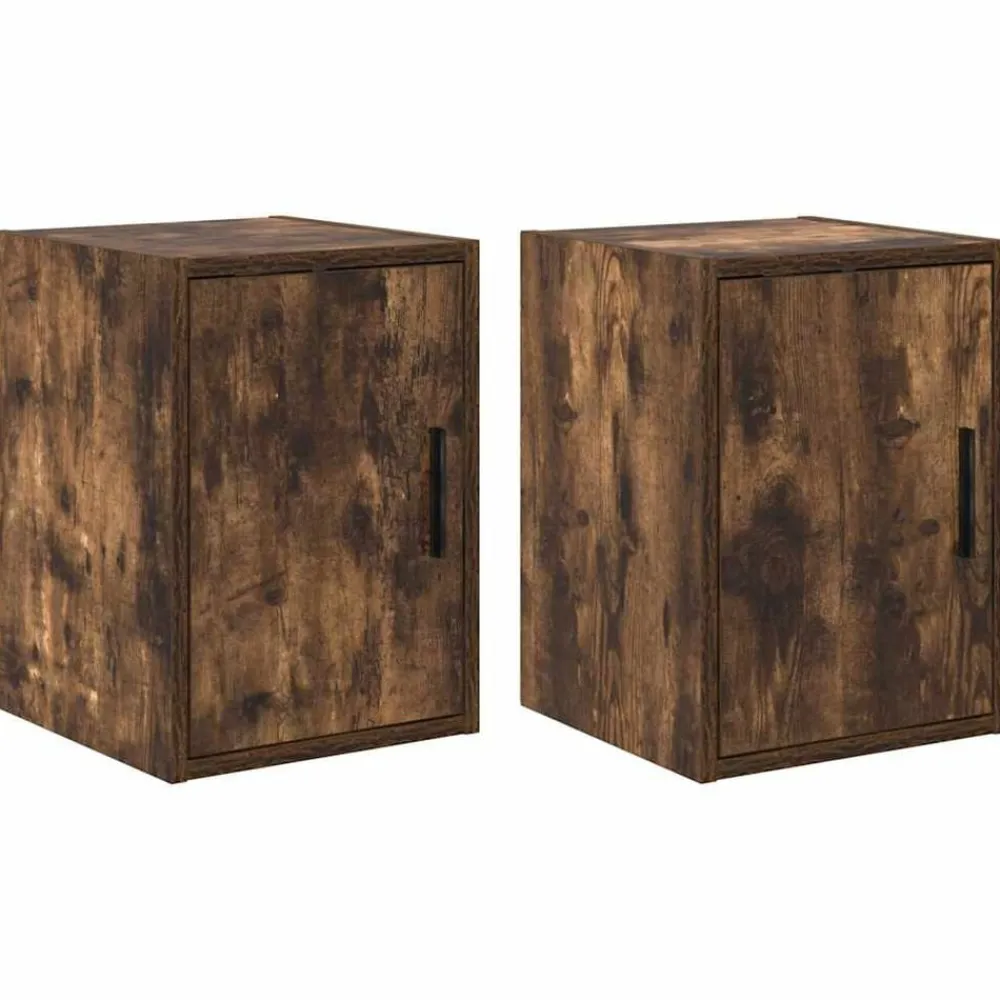 vidaXL Armoires murales de garage 2 pcs chêne fumé bois d'ingénierie