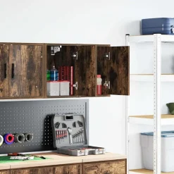 vidaXL Armoires murales de garage 2 pcs chêne fumé bois d'ingénierie