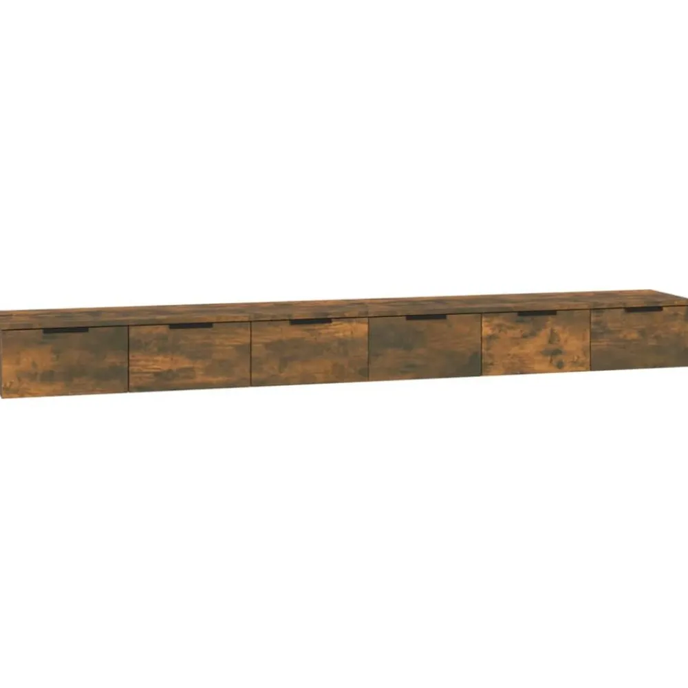 Étagères-vidaXL Armoires murales 2pcs Chêne fumé 102x30x20 cm Bois d'ingénierie Chêne fumé