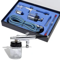 Outils-vidaXL Aérographe avec pot en verre Buses de 0,2 / 0,3 / 0,5 mm