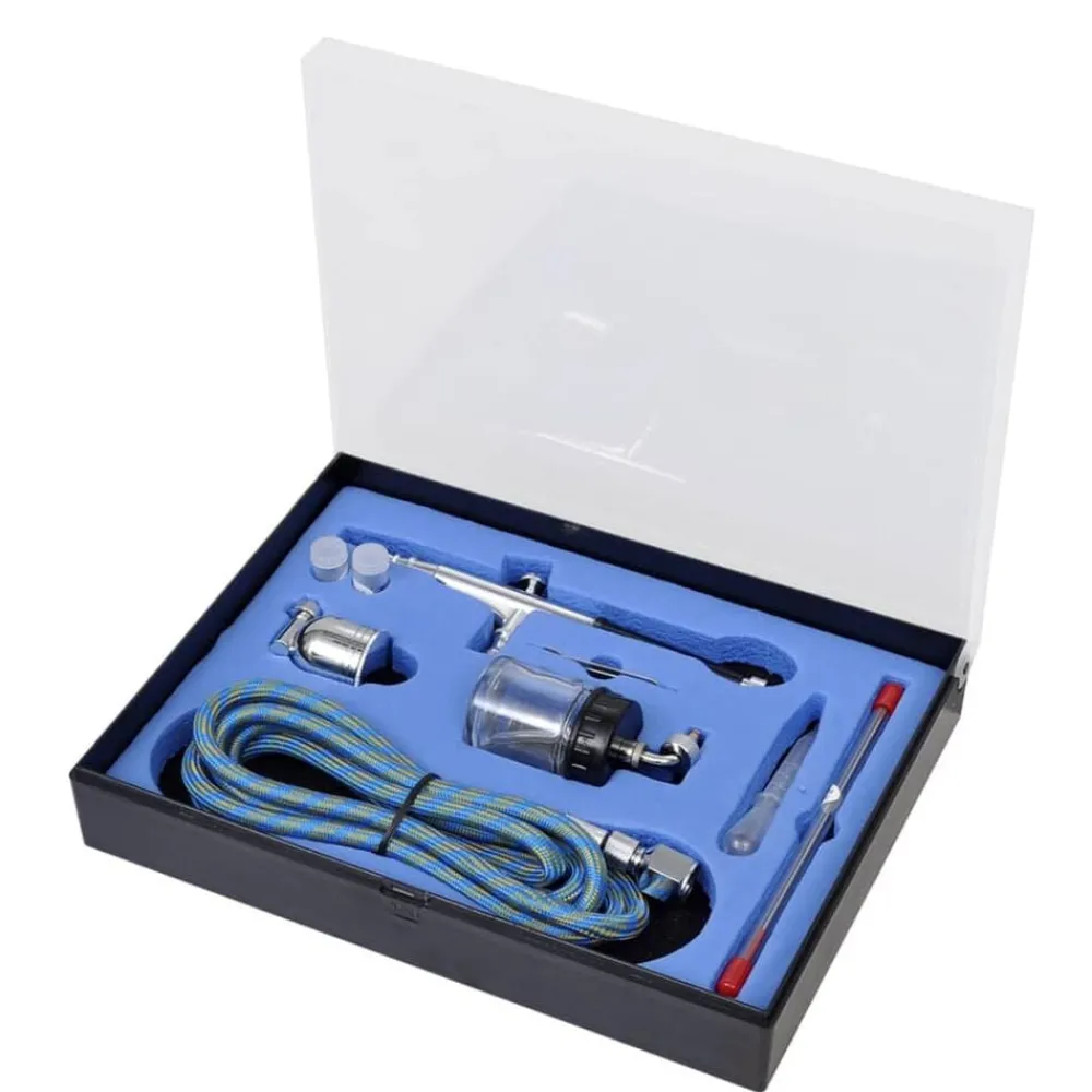 Outils-vidaXL Aérographe avec pot en verre Buses de 0,2 / 0,3 / 0,5 mm