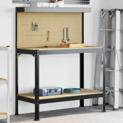 Accessoires De Quincaillerie-vidaXL Atelier Noir 114 x 54 x 145 cm Bois d'ingénierie et métal