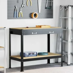Accessoires De Quincaillerie-vidaXL Atelier Noir 114 x 54 x 91 cm Bois d'ingénierie et métal