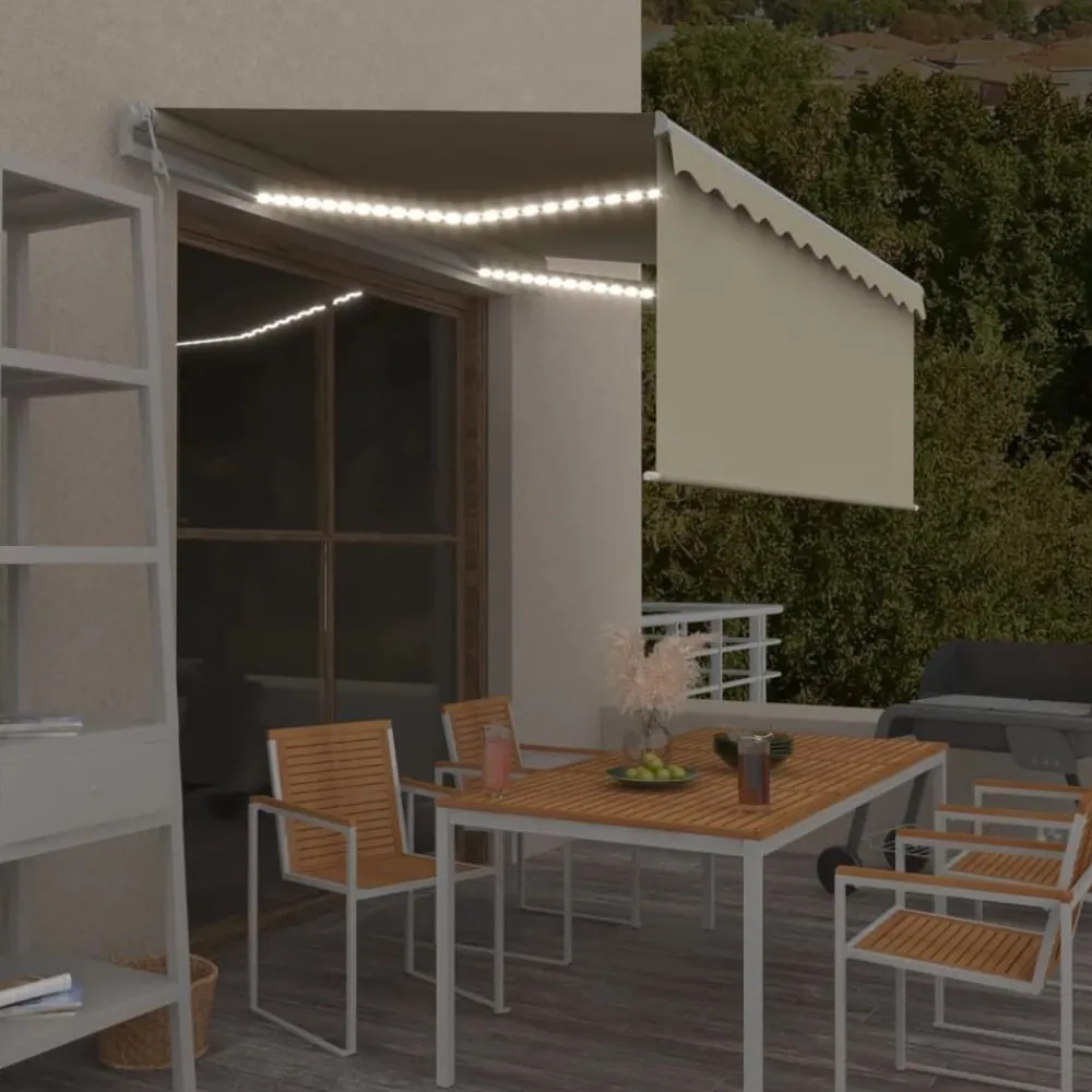Pelouses & Jardins-vidaXL Auvent automatique store capteur de vent et LED 3x2,5 m Crème Crème