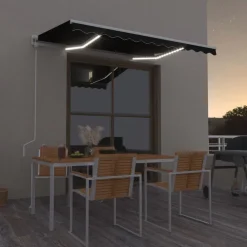 vidaXL Auvent automatique capteur de vent et LED 300x250 cm