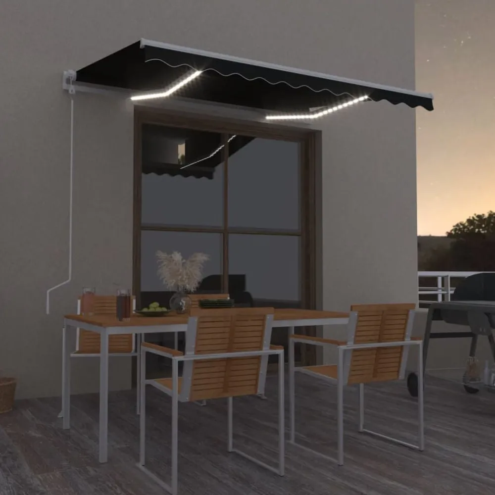 vidaXL Auvent automatique capteur de vent et LED 300x250 cm