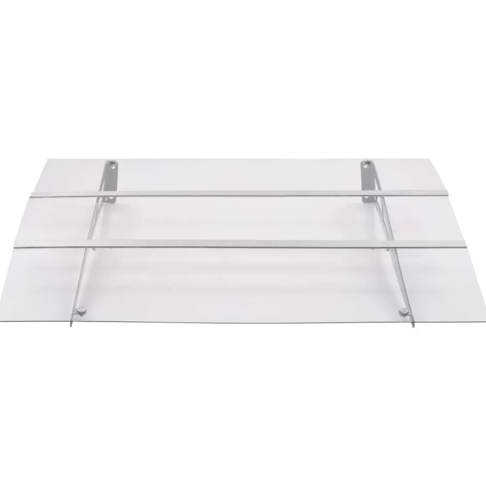 Pelouses & Jardins-vidaXL Auvent de porte argenté et transparent 120x90 cm polycarbonate
