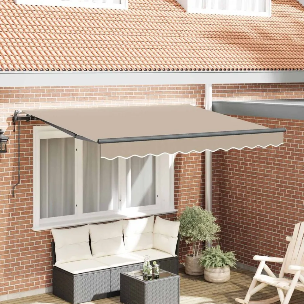 vidaXL Auvent Rétractable Beige 250 x 200 cm tissu