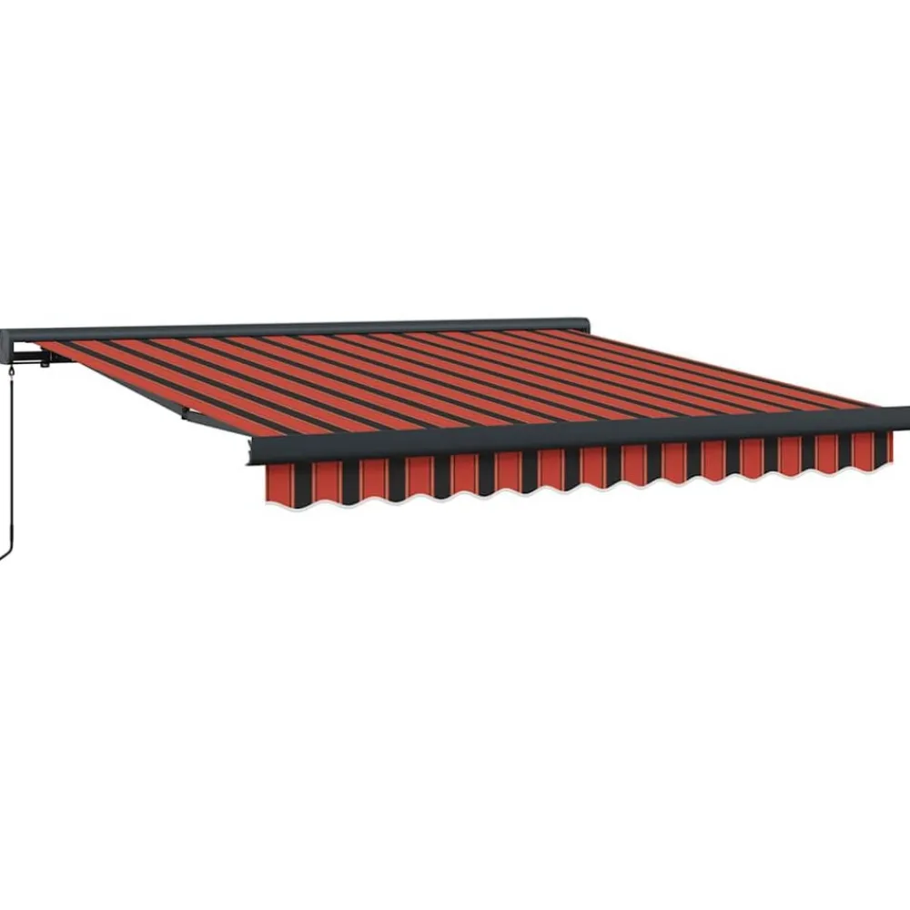 Pelouses & Jardins-vidaXL Auvent rétractable orange et marron 3x2,5 m tissu et aluminium Orange et marron (cadre anthracite)