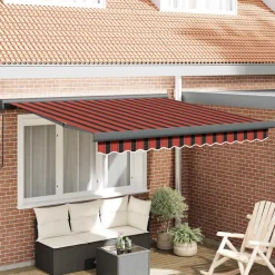 Pelouses & Jardins-vidaXL Auvent rétractable orange et marron 3x2,5 m tissu et aluminium Orange et marron (cadre anthracite)