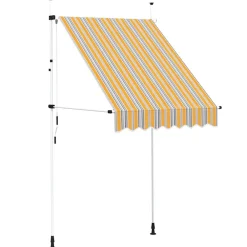 vidaXL Auvent rétractable manuel 150 cm Rayures jaunes et bleues