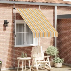 vidaXL Auvent rétractable manuel 150 cm Rayures jaunes et bleues