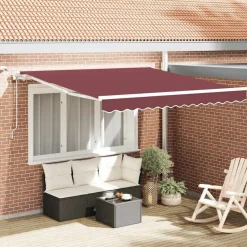 Pelouses & Jardins-vidaXL Auvent rétractable automatique avec LED bordeaux 300x250 cm rouge bordeaux