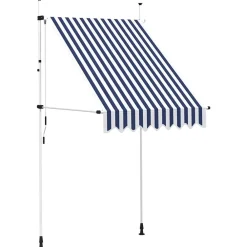 vidaXL Auvent rétractable manuel 150 cm Rayures bleues et blanches