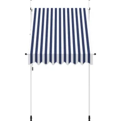 vidaXL Auvent rétractable manuel 150 cm Rayures bleues et blanches
