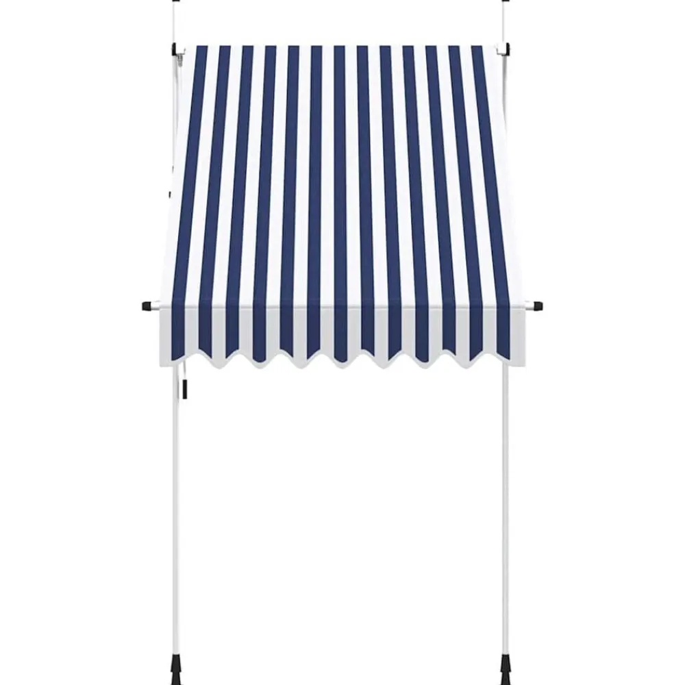 vidaXL Auvent rétractable manuel 150 cm Rayures bleues et blanches