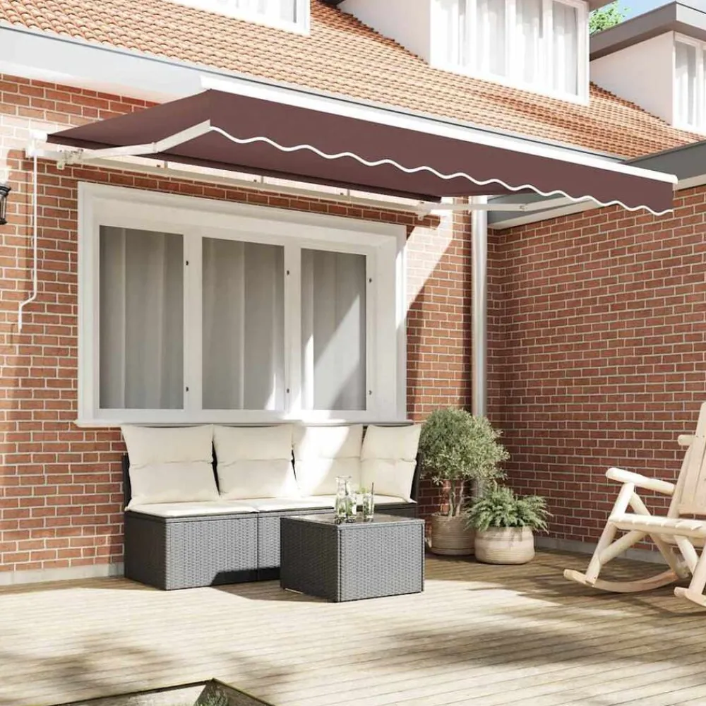 vidaXL Auvent Rétractable Marron 250 x 200 cm tissu
