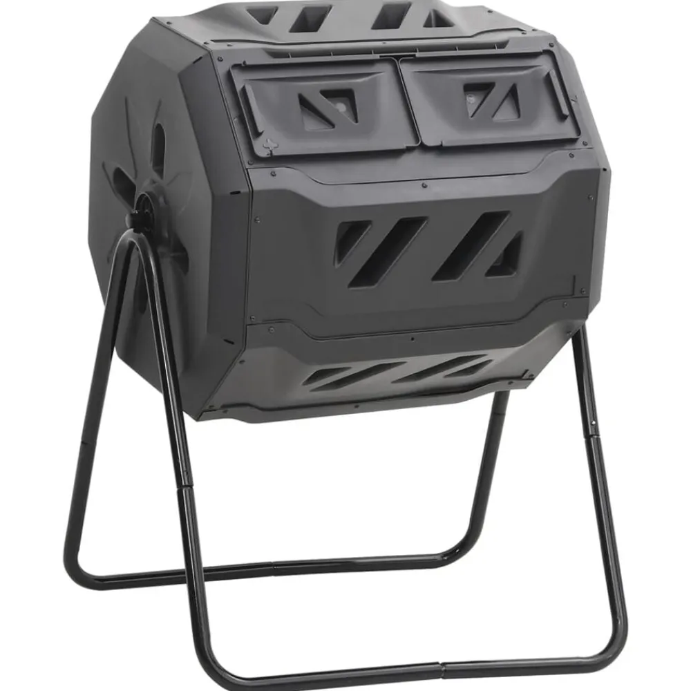 Pelouses & Jardins-vidaXL Bac à compost de jardin Noir 73x64x95 cm 160 L