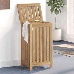 vidaXL Bac à linge 35x25x60 cm bois de teck massif