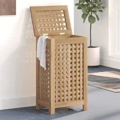 vidaXL Bac à linge 35x25x60 cm bois de teck massif
