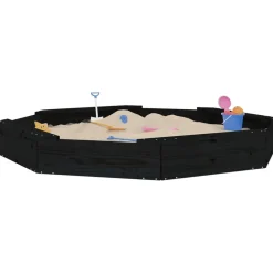 Jeux De Plein Air-vidaXL Bac à sable avec sièges noir octogone bois de pin massif Pin noir