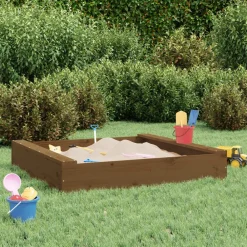 Jeux De Plein Air-vidaXL Bac à sable avec sièges marron miel carré bois de pin massif Pin marron miel