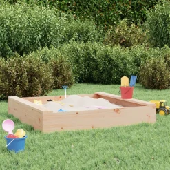 Jeux De Plein Air-vidaXL Bac à sable avec sièges carré bois de pin massif Pin naturel