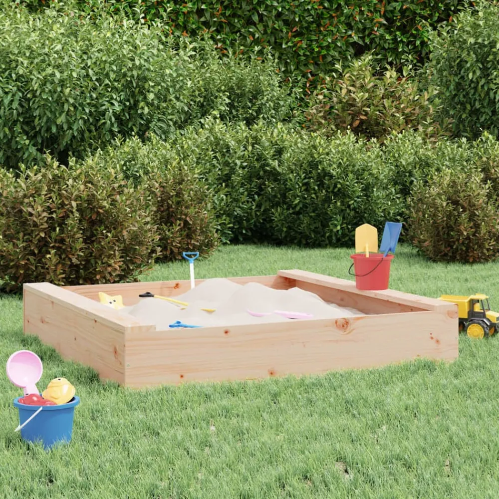 Jeux De Plein Air-vidaXL Bac à sable avec sièges carré bois de pin massif Pin naturel