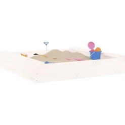 Jeux De Plein Air-vidaXL Bac à sable avec sièges blanc carré bois de pin massif Pin blanc