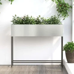 Pelouses & Jardins-vidaXL Bac de jardin surélevé Argent 100 x 26 x 82 cm Acier galvanisé