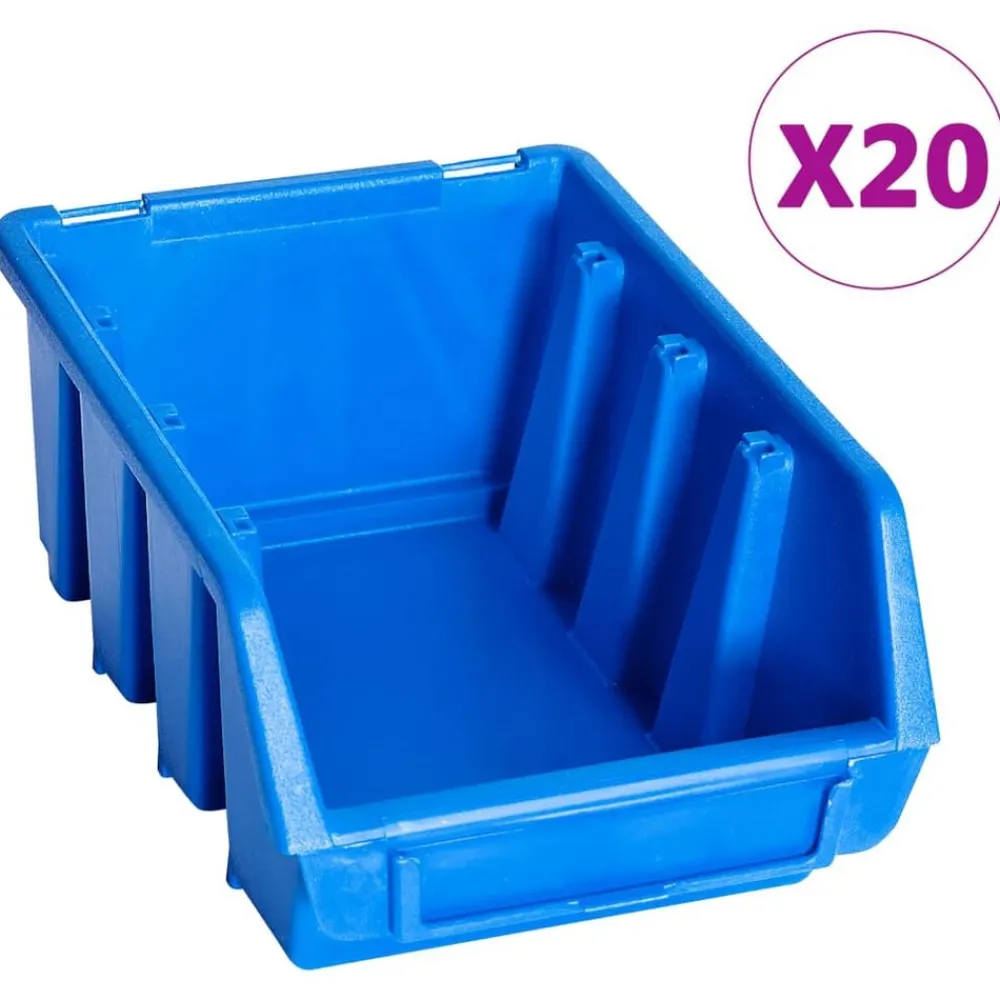 Accessoires De Quincaillerie-vidaXL Bacs de rangement empilables 20 pcs bleu plastique