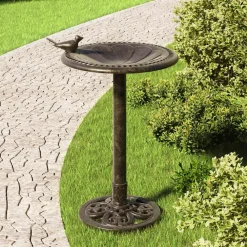 vidaXL Baignoire de jardin pour oiseaux Bronze Plastique