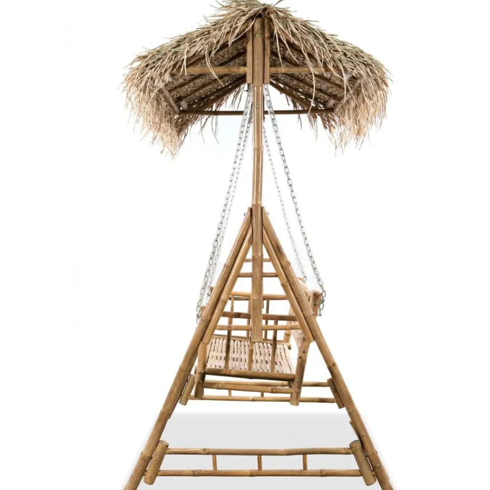 vidaXL Balancelle à 2 places avec feuilles de palmier Bambou 202 cm