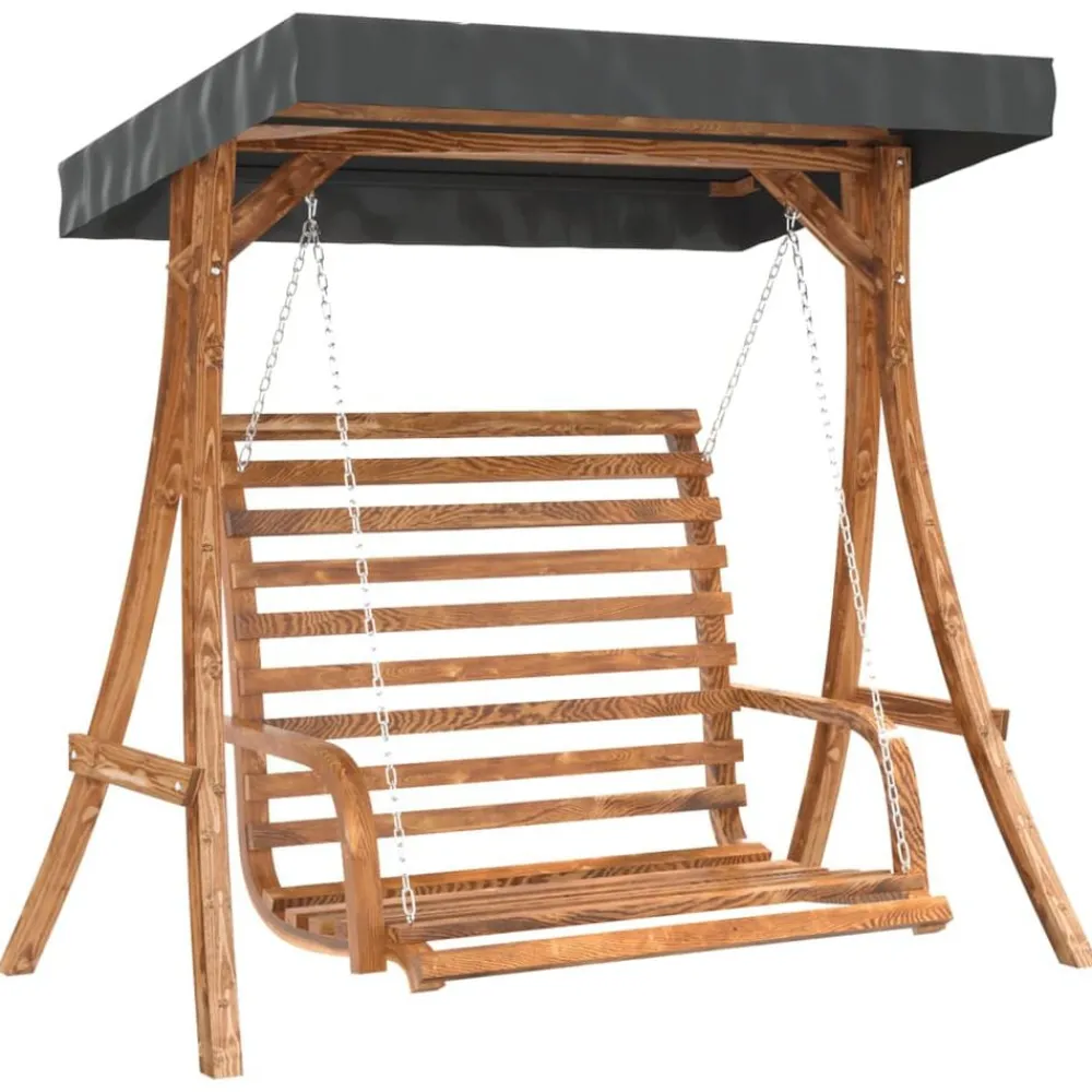 Pelouses & Jardins-vidaXL Balancelle avec auvent bois massif d'épicéa et finition en teck Anthracite