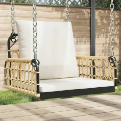 vidaXL Balancelle avec coussins 63x58x39 cm résine tressée acier