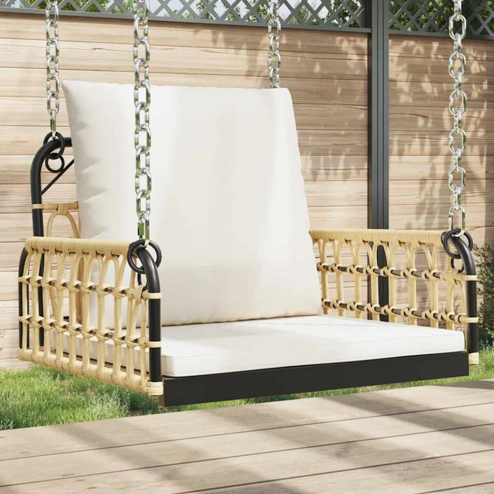 vidaXL Balancelle avec coussins 63x58x39 cm résine tressée acier
